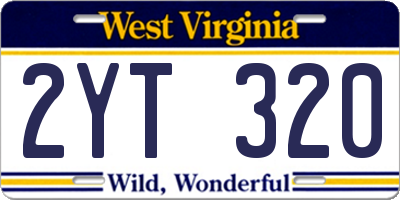 WV license plate 2YT320