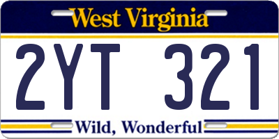 WV license plate 2YT321
