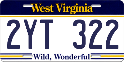 WV license plate 2YT322