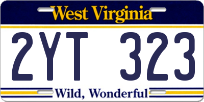WV license plate 2YT323