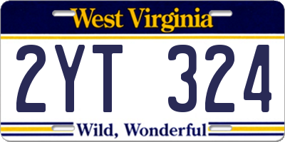 WV license plate 2YT324