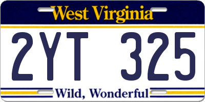 WV license plate 2YT325