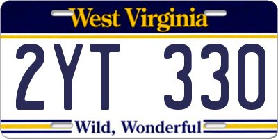 WV license plate 2YT330