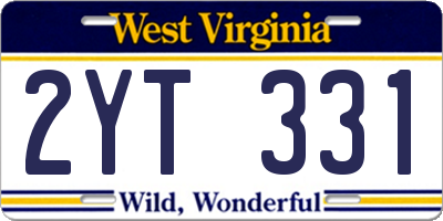 WV license plate 2YT331