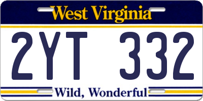 WV license plate 2YT332