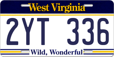 WV license plate 2YT336