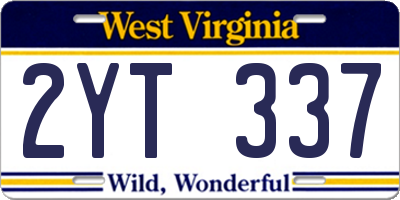 WV license plate 2YT337