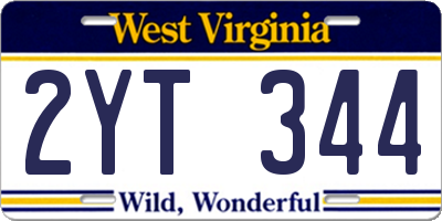 WV license plate 2YT344