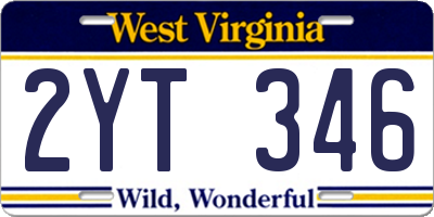WV license plate 2YT346