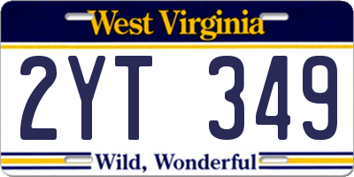 WV license plate 2YT349