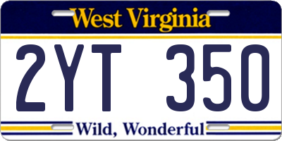 WV license plate 2YT350