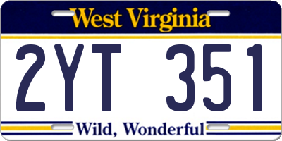 WV license plate 2YT351