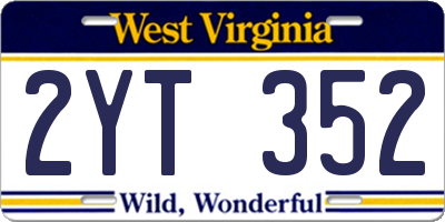 WV license plate 2YT352
