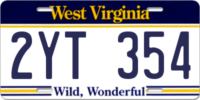 WV license plate 2YT354
