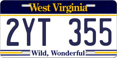 WV license plate 2YT355
