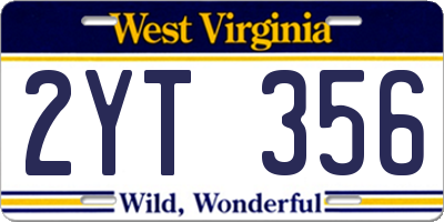 WV license plate 2YT356