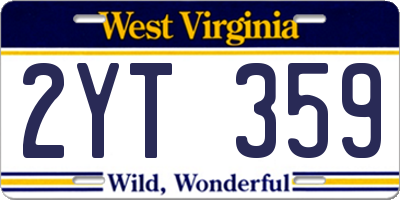 WV license plate 2YT359