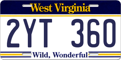 WV license plate 2YT360