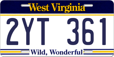 WV license plate 2YT361