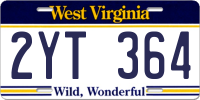 WV license plate 2YT364