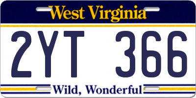 WV license plate 2YT366