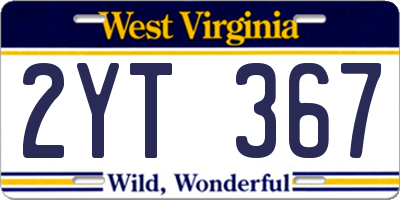 WV license plate 2YT367