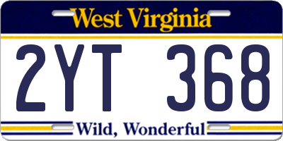 WV license plate 2YT368