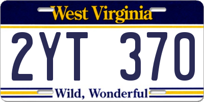 WV license plate 2YT370