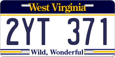 WV license plate 2YT371