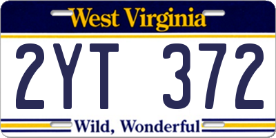 WV license plate 2YT372