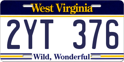 WV license plate 2YT376