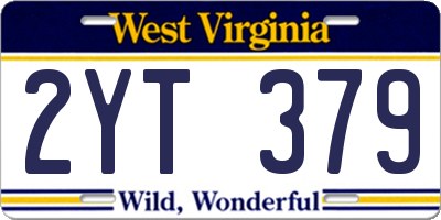 WV license plate 2YT379