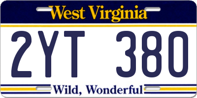 WV license plate 2YT380