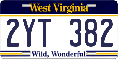 WV license plate 2YT382