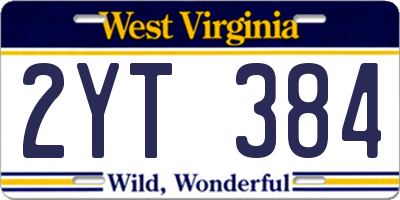 WV license plate 2YT384