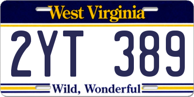 WV license plate 2YT389