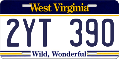 WV license plate 2YT390