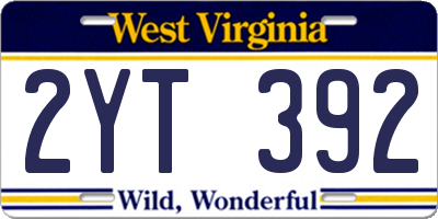 WV license plate 2YT392