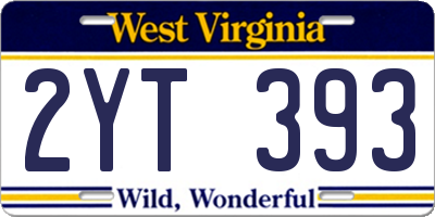 WV license plate 2YT393