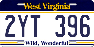 WV license plate 2YT396