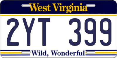 WV license plate 2YT399