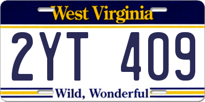 WV license plate 2YT409