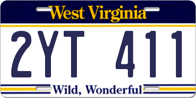 WV license plate 2YT411