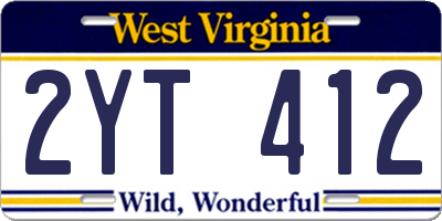 WV license plate 2YT412