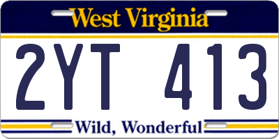 WV license plate 2YT413