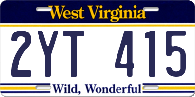 WV license plate 2YT415