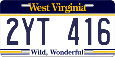 WV license plate 2YT416
