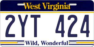 WV license plate 2YT424