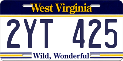 WV license plate 2YT425