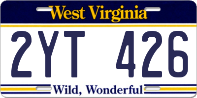 WV license plate 2YT426